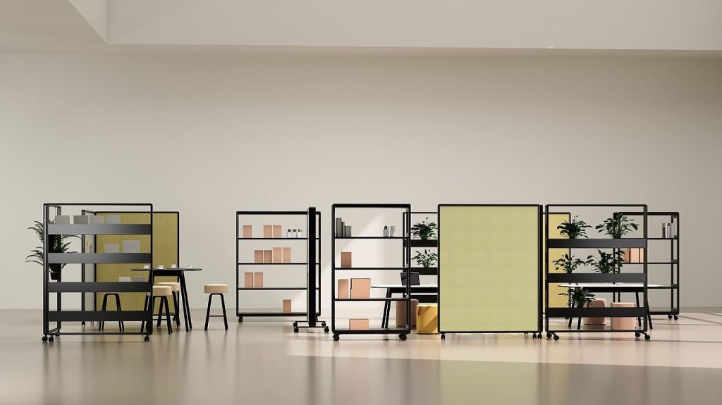 Mobile Cascando space dividers for open offices and more
