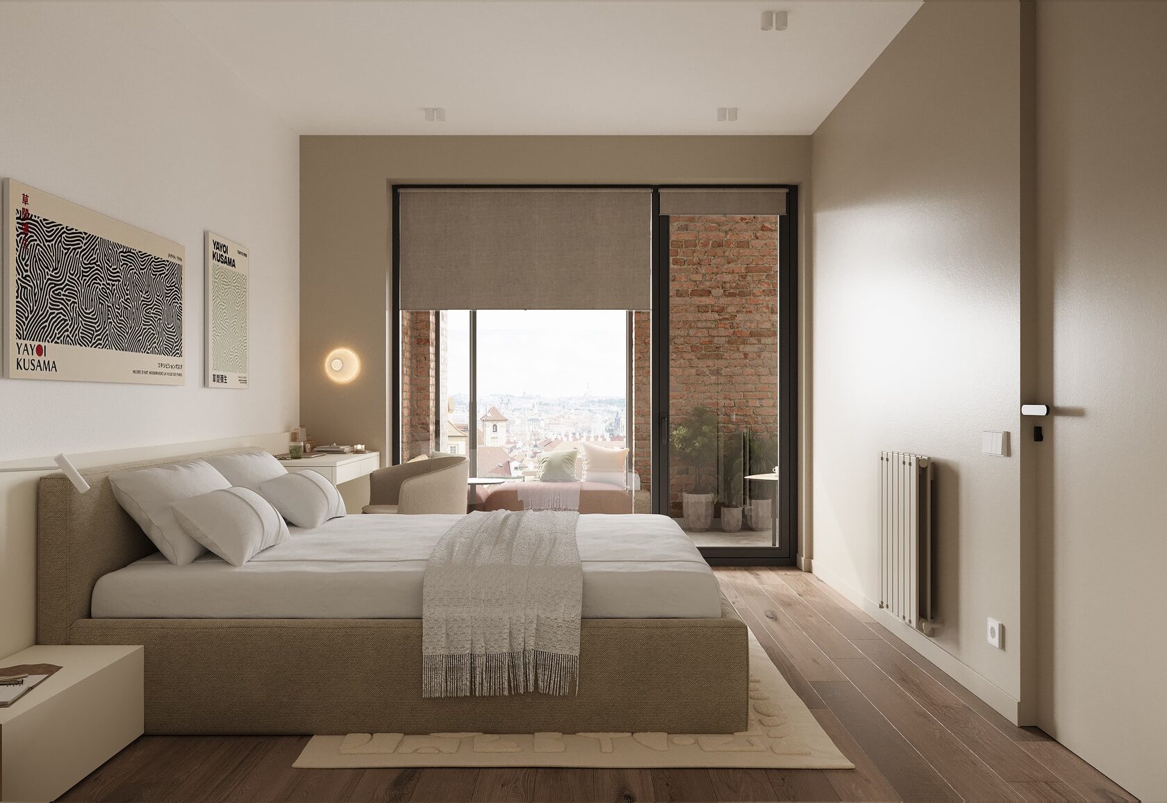 Wnętrze sypialni 510LSC – meble i oświetlenie, proj. TENGO Design