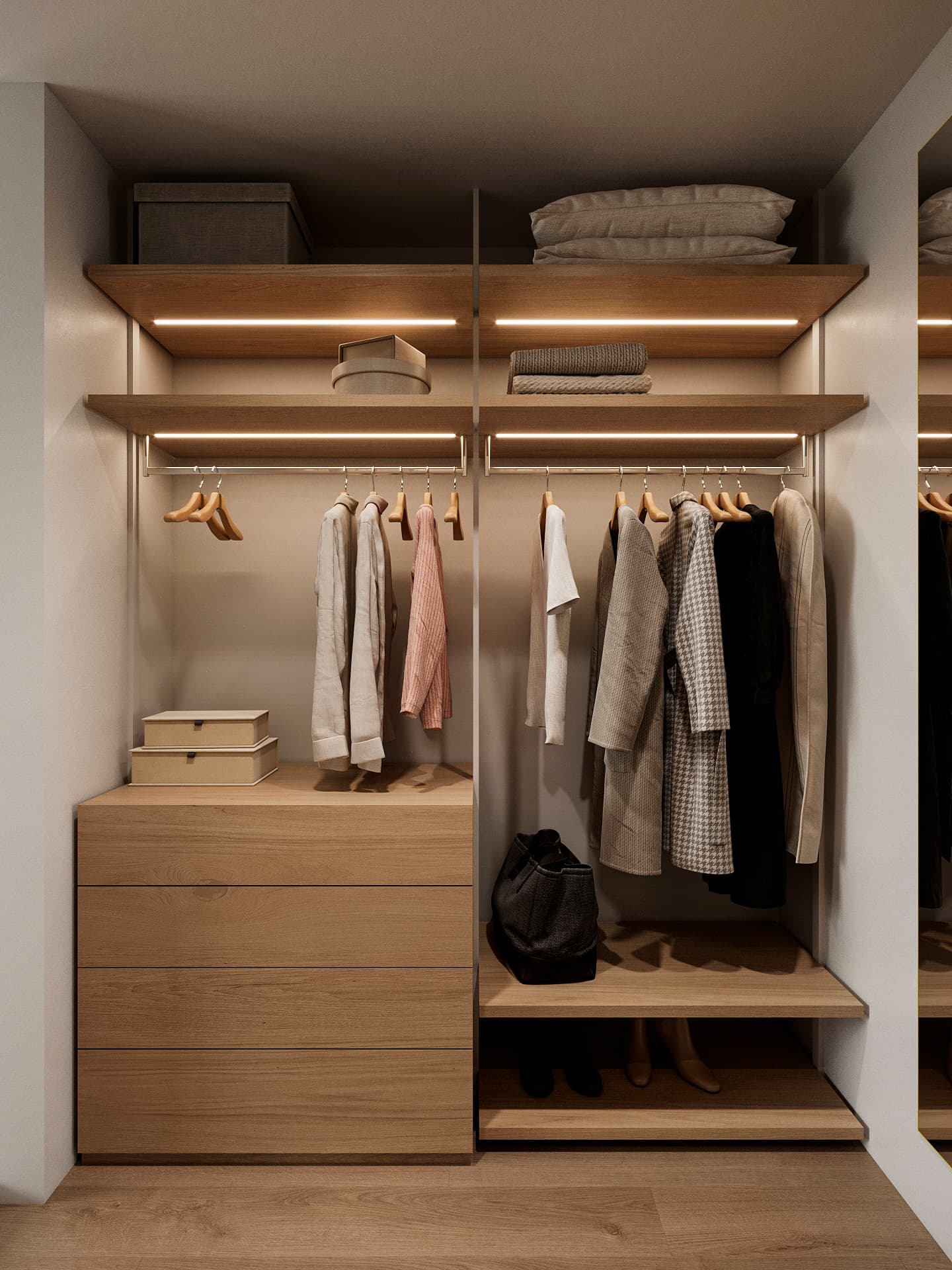 Walk-in closet in the design of apartment 427WRW